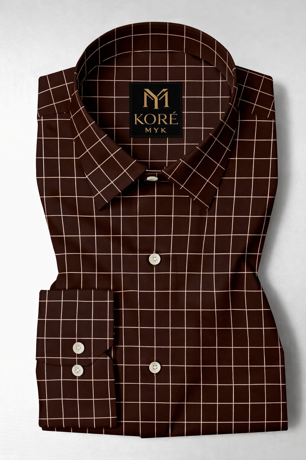 Peat Brown Meridian Grid Cotton Shirt