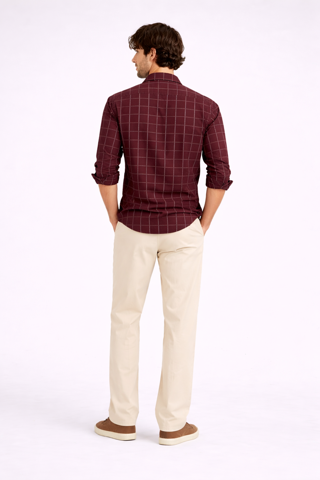 Huckleberry Maroon Gridline Luxe Cotton Shirt
