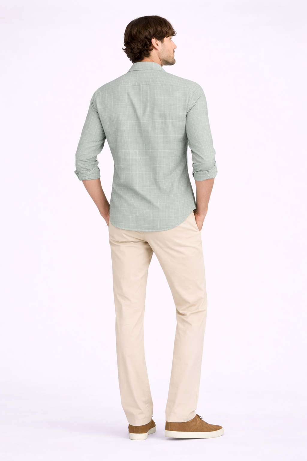 Sage Mist Gridline Premium Cotton Shirt