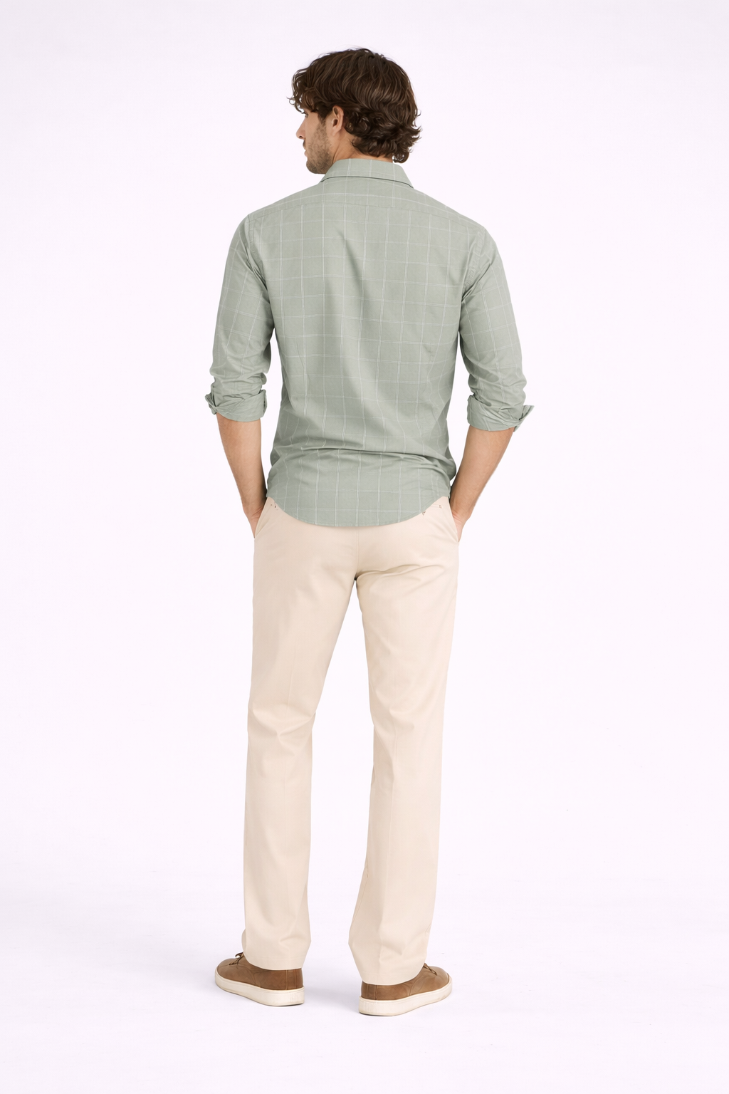 Celadon Sage Gridline Luxe Cotton Shirt KORE MYK