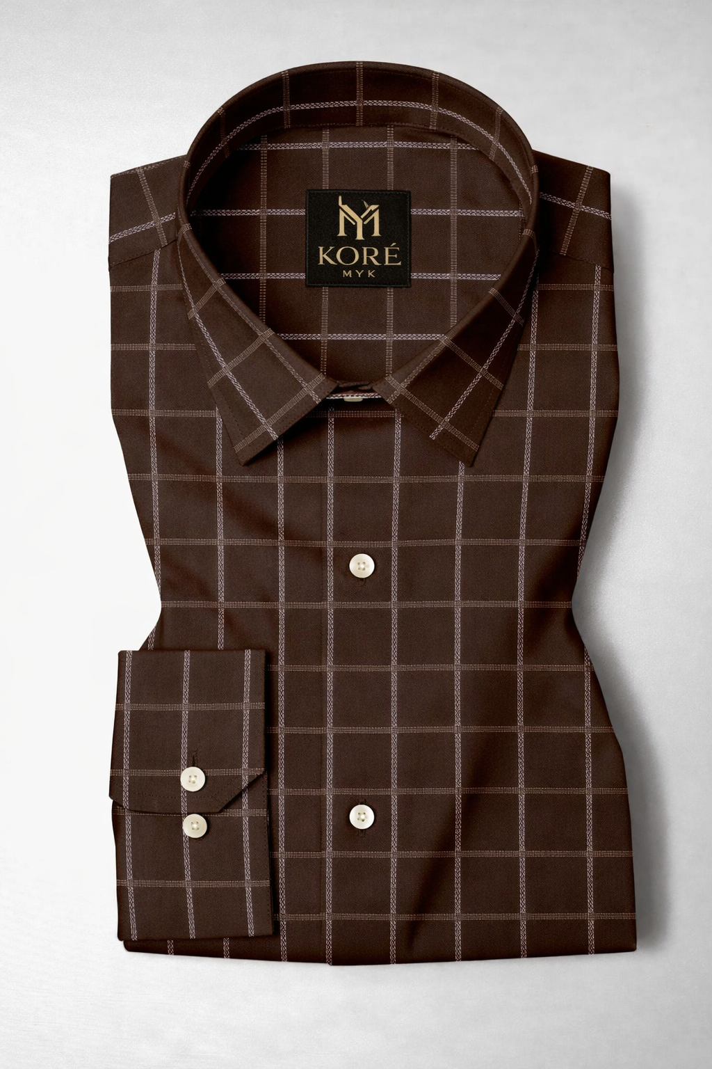 Mocha Grid Cotton Shirt